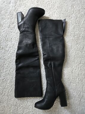 Call It Spring Black Over-the-Knee Block Heel Boots